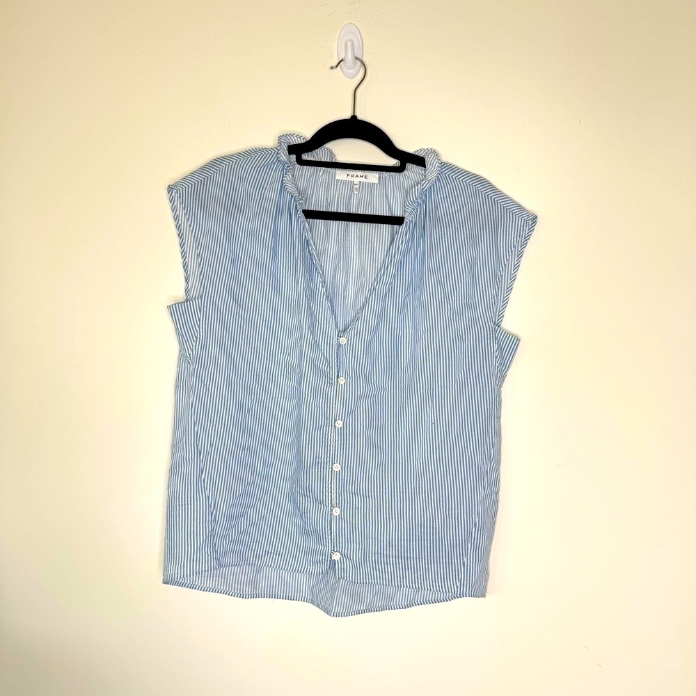 Frame Striped Button-Up Blouse S Small
